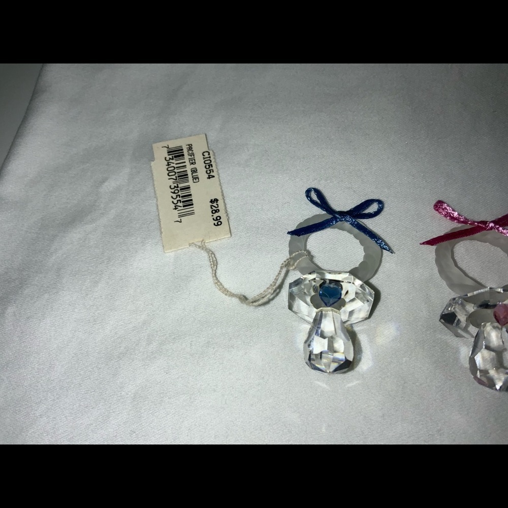 Vintage Blue Heart Accent Crystal Baby Pacifier - Picture 8 of 9